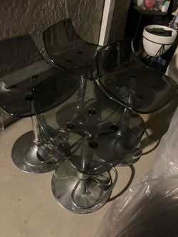 Smoked Acrylic Bar Stools with Chrome Base