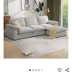 Living Room Set. Hallybee Cloud Sectional With Extra Ottomon. Two Merax Oversized Chairs Fabric Chenille. 