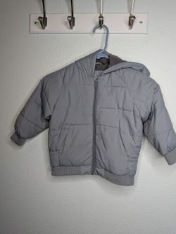 Zara Baby Boys Gray Hooded Puffer Jacket Size 2-3 Years 98 cm Zip Up Coat
