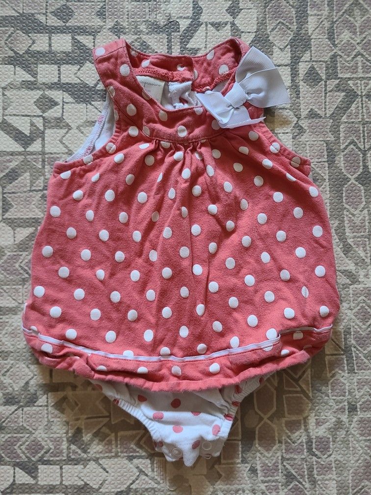 First Impressions Red and White Polka Dot 12M Bodysuit with Shoulder Bow