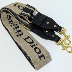 Christian Dior Logo Shoulder Strap Embroidered Canvas Black Tan WOW