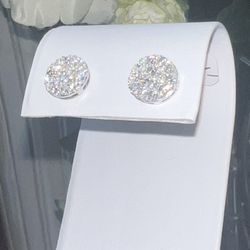 Diamond Round Cluster Earrings 