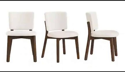 New Set of 3, Modern White Upholstered Dining Chairs