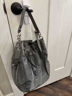 Coach Gray Patent Leather Satchel Purse Handbag