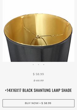 $59 MSRP Large 14xx16x17 Lamp shade black gold shantung fabric.