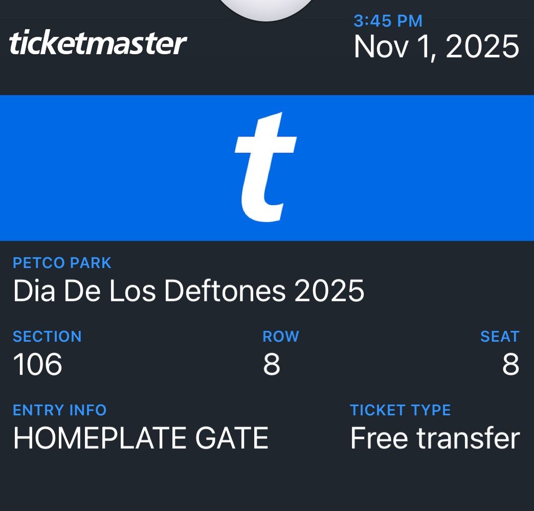 2 Deftones Tickets For November 1st