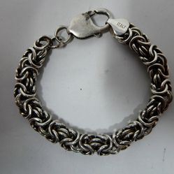 .925 Sterling Silver Ring Mesh Style Bracelet 7 DWT