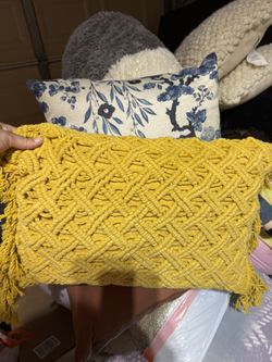 Macrame Yellow Accent Pillow 