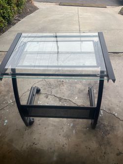 Small Office / Computer Desk - Glass & Metal