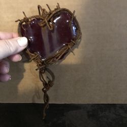 Metal & Rock Heart Shaped Plant/garden Steak Decor, Handmade Decor 