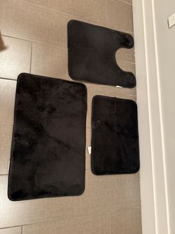 Black 3-Piece Bath Mat Set