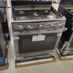 SAMSUNG BLACK STAINLESS STEEL GAS RANGE WITH AIR FRYER OPEN BOX  R44