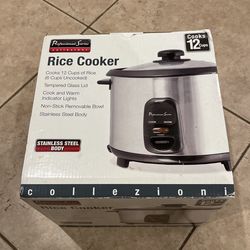 Professional Series 6-Cup Rice Cooker with Glass Lid Stainless Steel