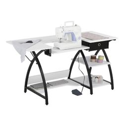 Comet Plus 56.75 in. W x 23.5 in. D PB Craft Sewing Center with Storage Drawers in Black/White
 By Studio Design 