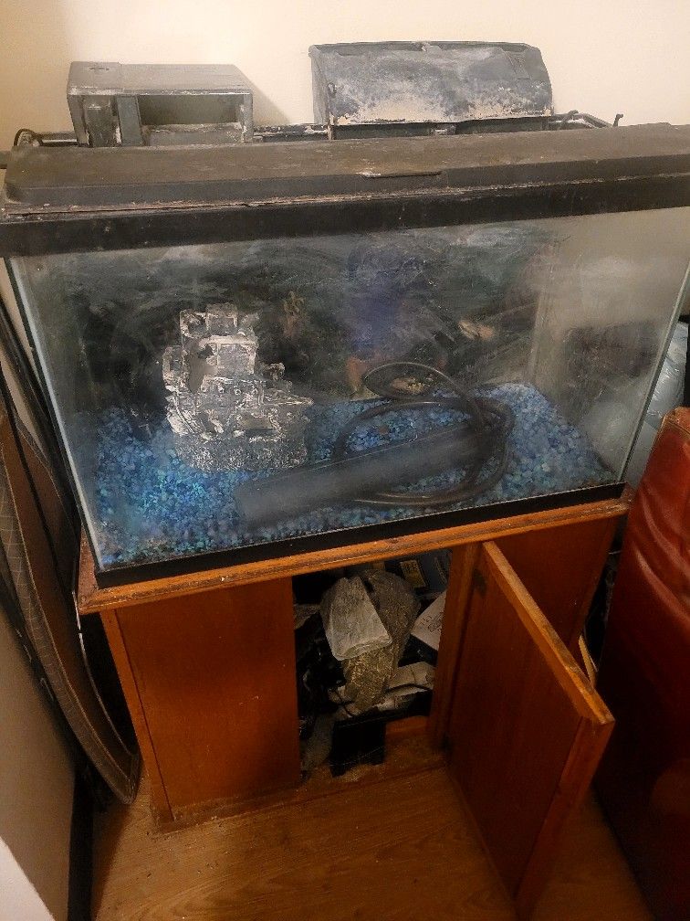 50 Gallon Fish Tank Comes With Stand, Rocks, Heater And Ship Decoration Price Negotiable