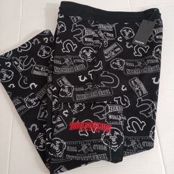 XXL True Religion Men’s Ticket AOP Cargo Straight Leg Jet Black Pants 