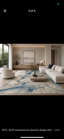 8x10 Area Rugs carpet Rugs abstract design thick colors blue gray white