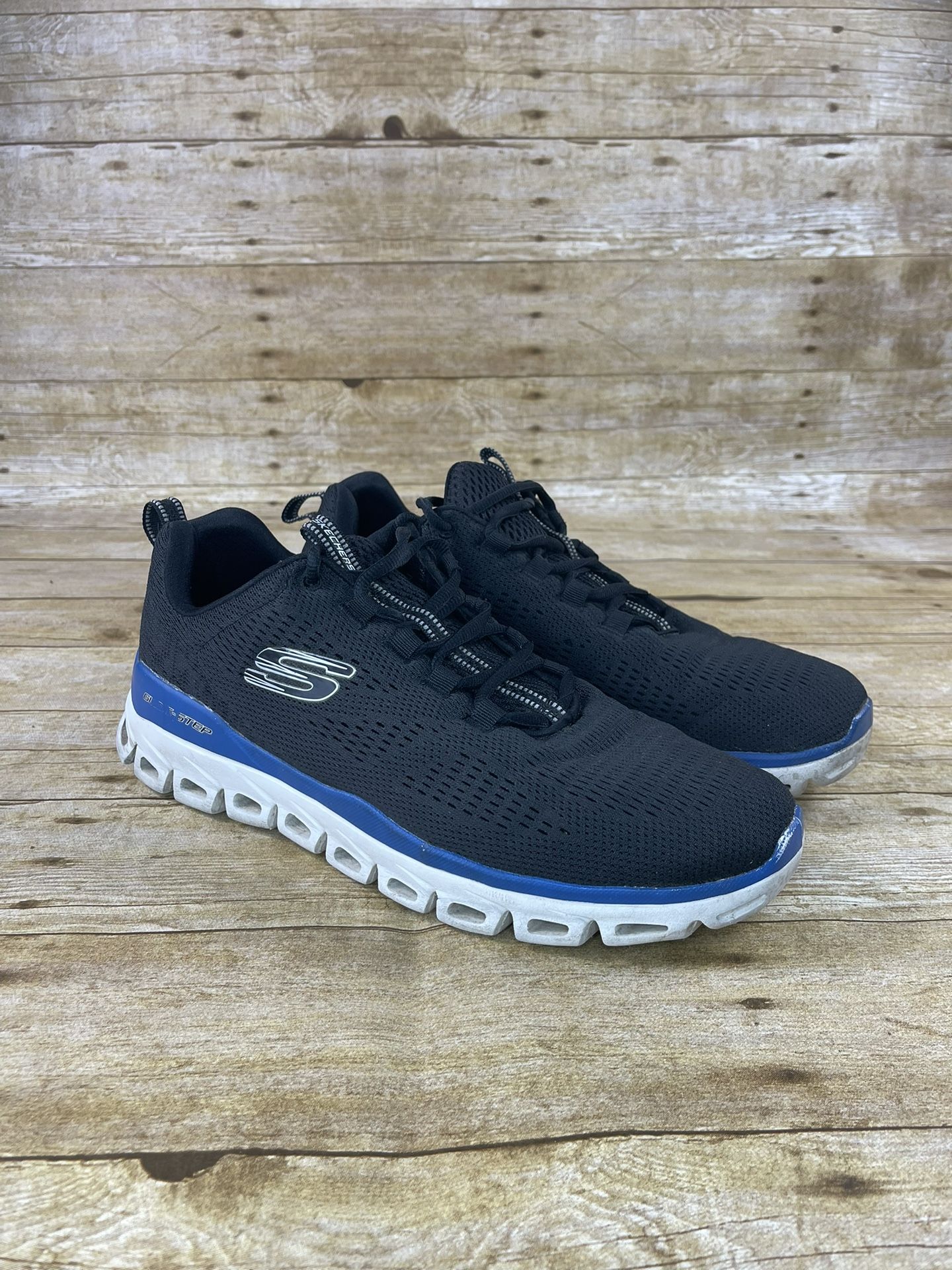 SKECHERS Glide Step Air Cooled Memory Foam Wide Fit Mens 12 Black Shoes Sneakers