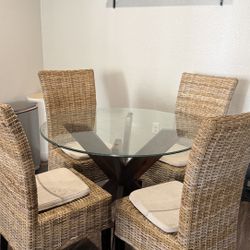 Round Glass Table With 4 Chairs