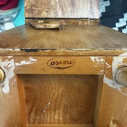 Vintage wood side table with storage