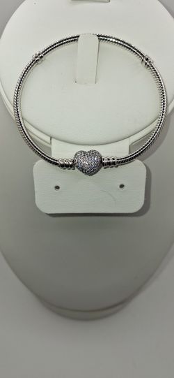 Pandora Moments Sparkling Heart & Snake Chain Bracelet
