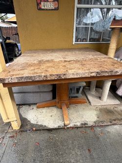 FREE Marble Top Dining Table with Wood Pedestal Base