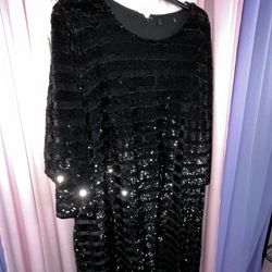 Gorgeous Black Sequin Velvet Drag Show Costume Dress 