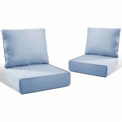 PARKWELL Outdoor Deep Seat Cushion Set, 24 x 24, Water Repellent, Fade Resistant, 6" Thicken Deep Seat Bottom and Back Cushion for Chair, Sofa, and Co