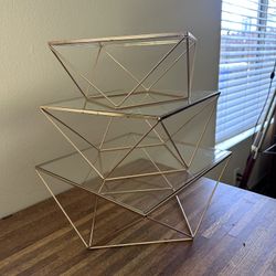 Set Of Three- Metal/ Glass  Dessert Stand 