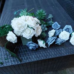 Artificial Flowers And Metal Garden Art Indoor
