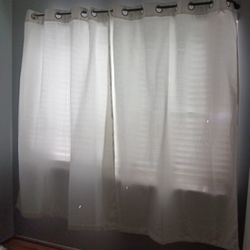 HALF DOZEN WHITE GROMMET CURTAIN DRAPE PANELS
