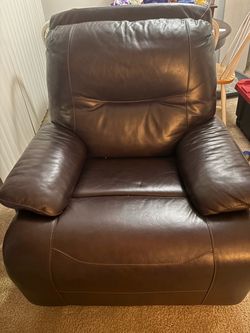 Brown leather recliner used
