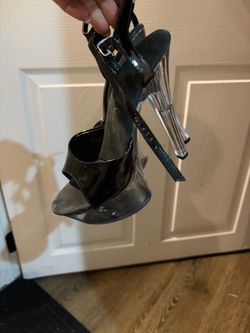 Black Patent Clear Platform High Heel Sandals