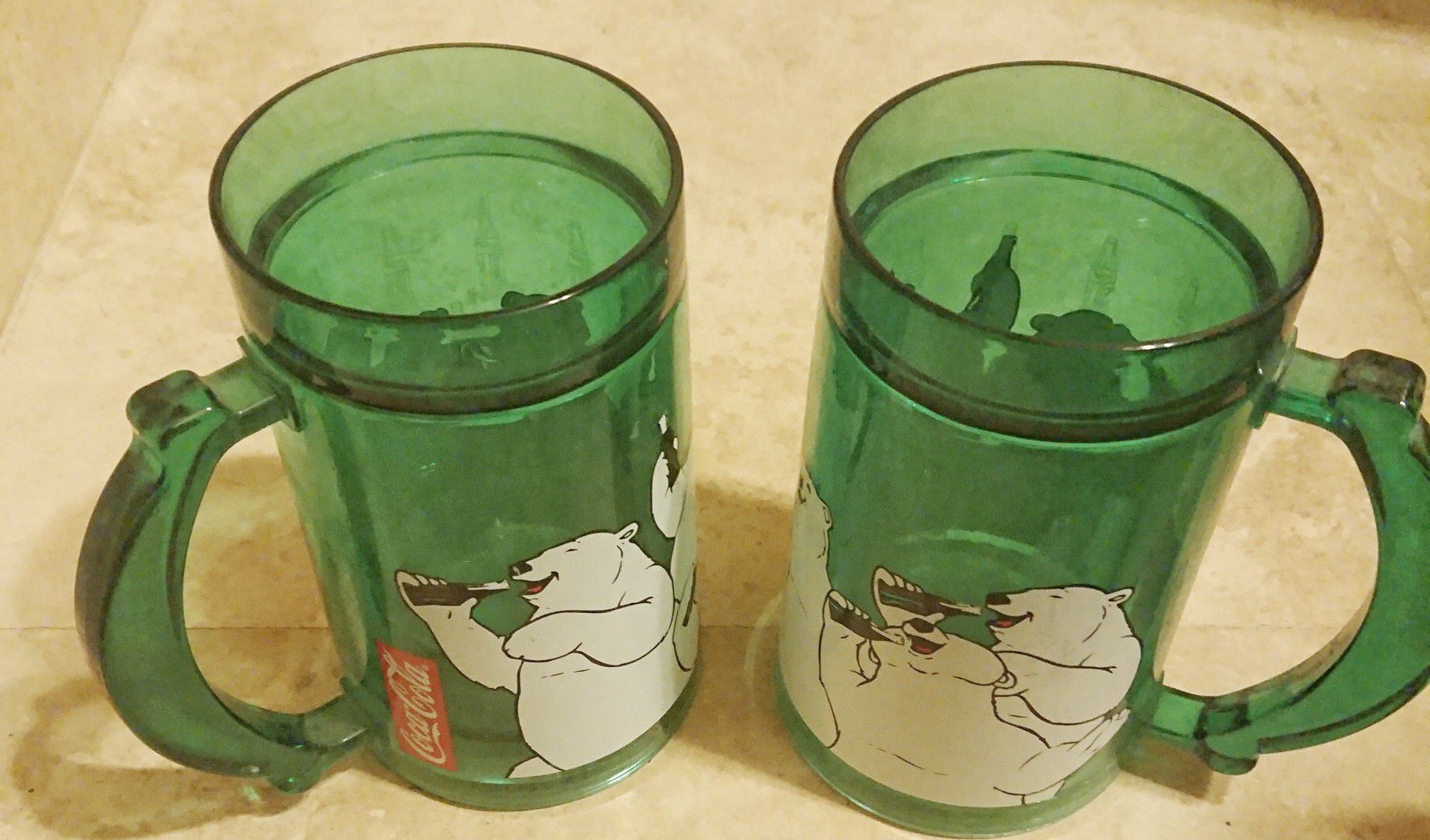Coca-Cola Green Polar Bear Freezer Mugs - for the hot summer. SHIPPING ONLY