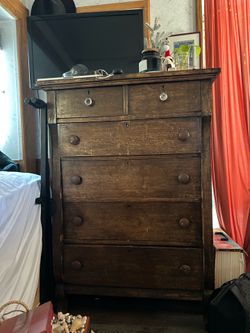 Real rustic wood tall dresser