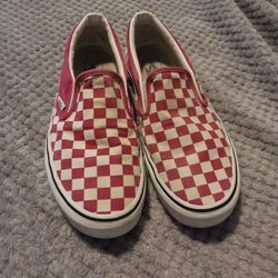 Maroon and White checked Vans