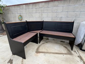 Black Wood Booth Bench Set, Corner Nook