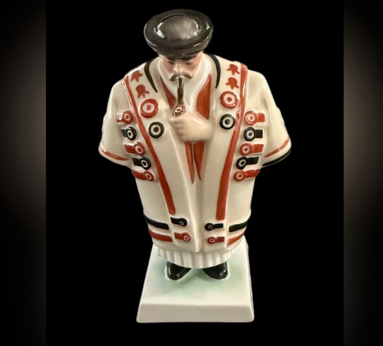 Vintage Herend Porcelain Figurine Hungary Robed Man Smoking His Pipe