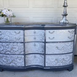 Pretty Large Grey Dresser With Silver Holographic Effect Lace 