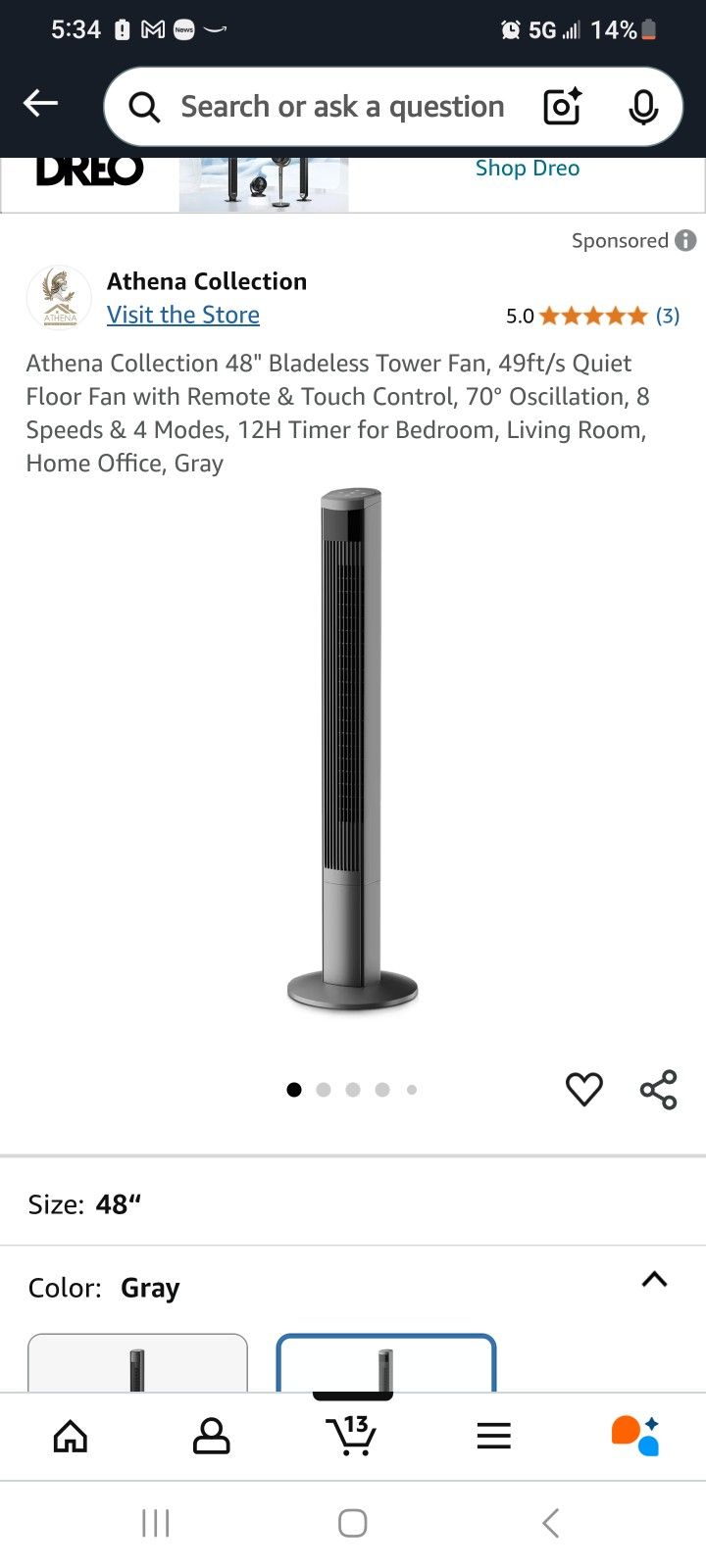 Athena Bladeless Tower Fan