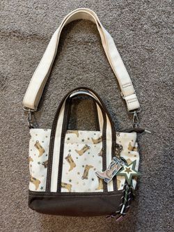 Canvas Tote Bag with Cowboy Boot Print