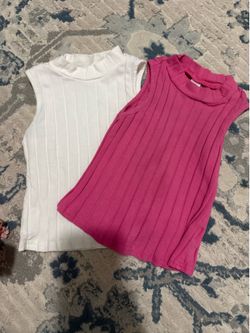 Toddler Girls Ribbed Sleeveless Mock Neck Tops – 2 Pack 5Y