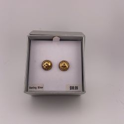 Sterling Silver Yellow Half Sphere Ball Earrings