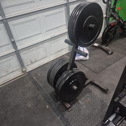 Olympic Bumper  Plates And Rack