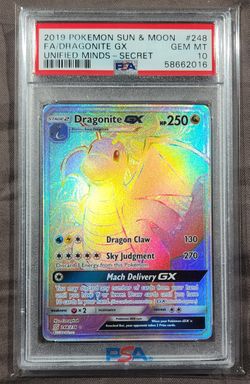 FS / NFT - POKEMON PSA 10 - 2019 POKEMON ENGLISH DRAGONITE GX  SECRET RARE #248