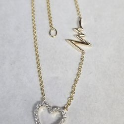 10kt Gold Diamond Heart Necklace 18"