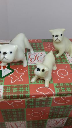 VINTAGE SET 3 DOGS PORCELAIN