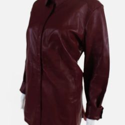 8 by YOOX Red Leather Jacket Dress Shirt