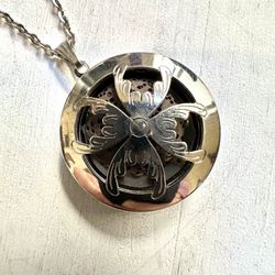 Silver Tone Essential Oil Pendant Necklace 