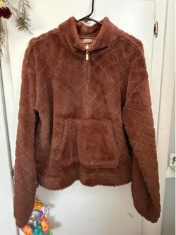 XL No Boundaries Dark Brown fuzzy Half Zip